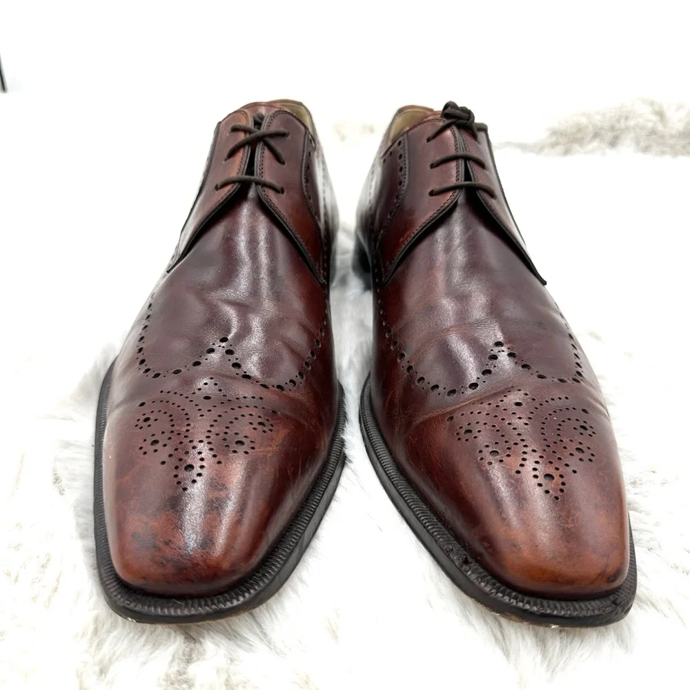 Magnanni Men’s Leather Wingtip Oxford Shoes Size 14‎ Brown Dress Shoes